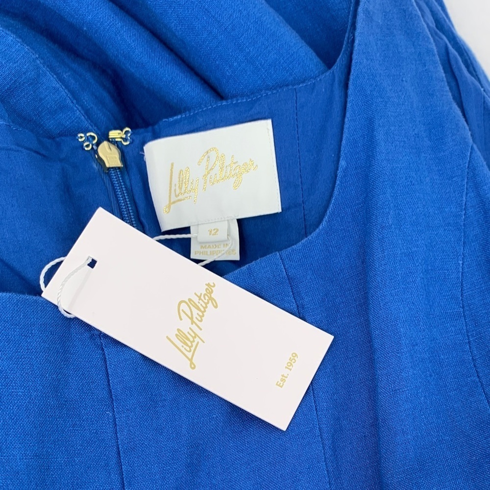 Lilly Pulitzer Calina linen midi tank dress sleeveless seam Barton blue new 12 - Picture 5 of 5